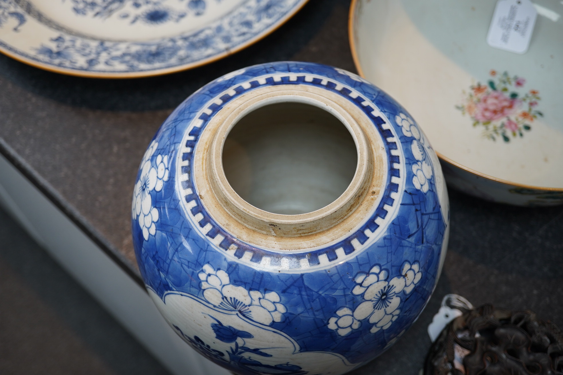 A Chinese blue and white ovoid jar, Kangxi period (1662-1722)